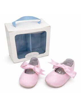 Ralph Lauren Layette Baby Girls Satin Bow Briley Ballet Crib Shoes Infant Size 3